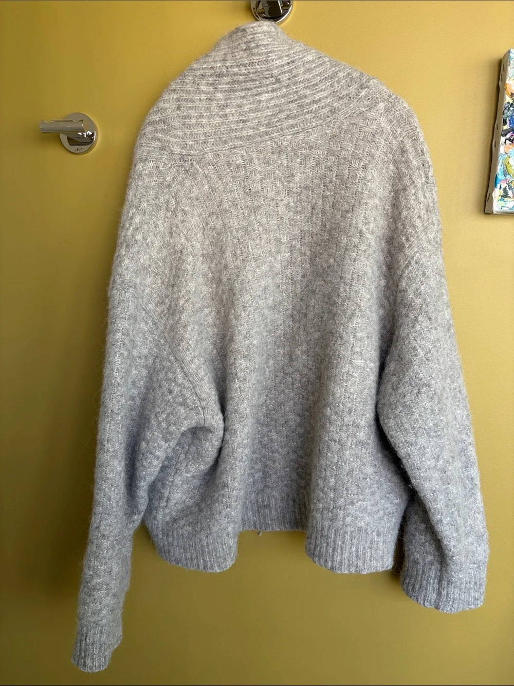 BARE knitwear Taupe Heather Shawl Collar Button Cardigan - Picture 3 of 3